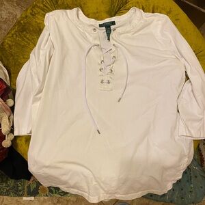 Lauren Ralph Lauren white Lace-Up Blouse